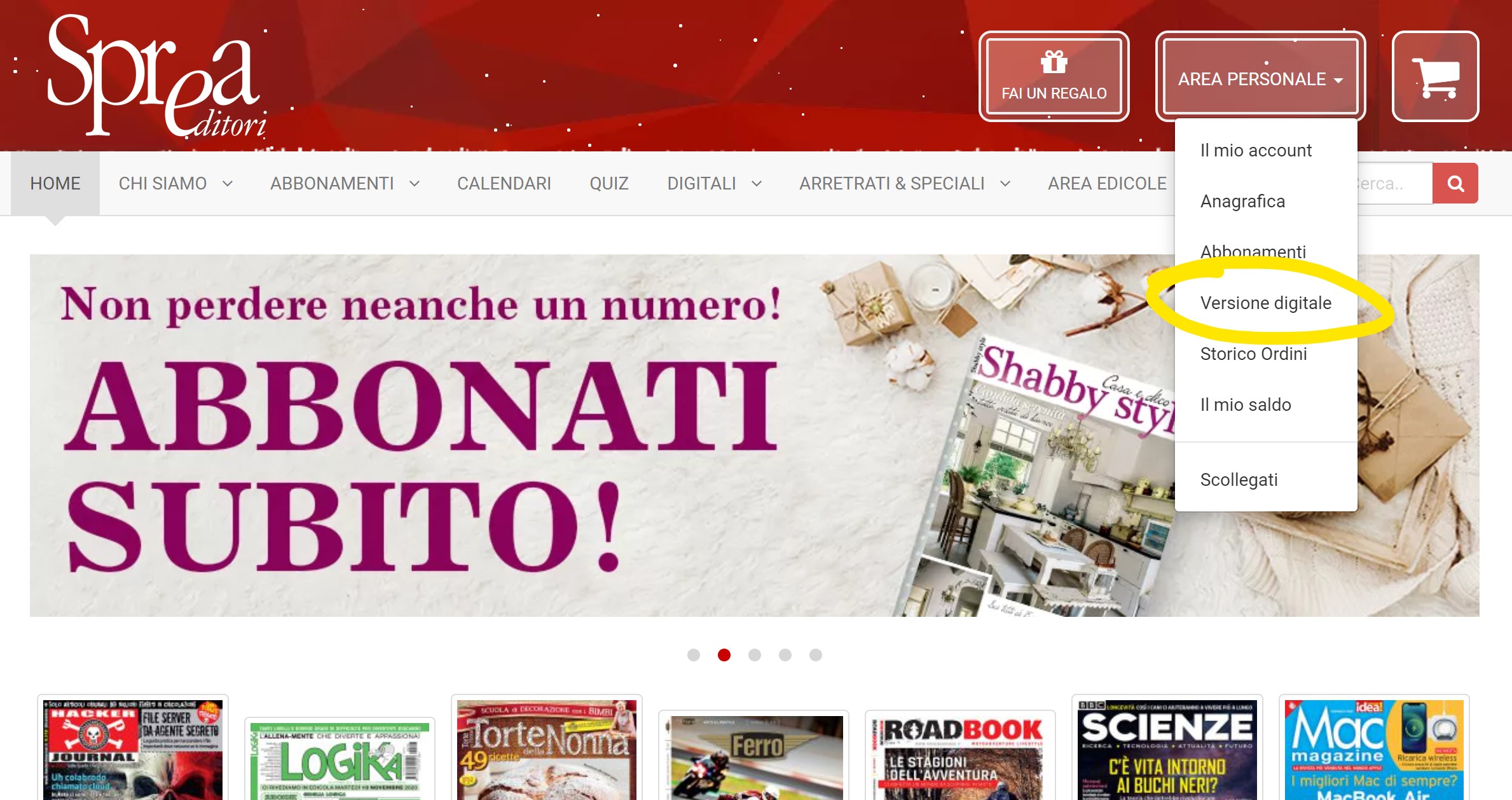 Apertura pagina digitali
