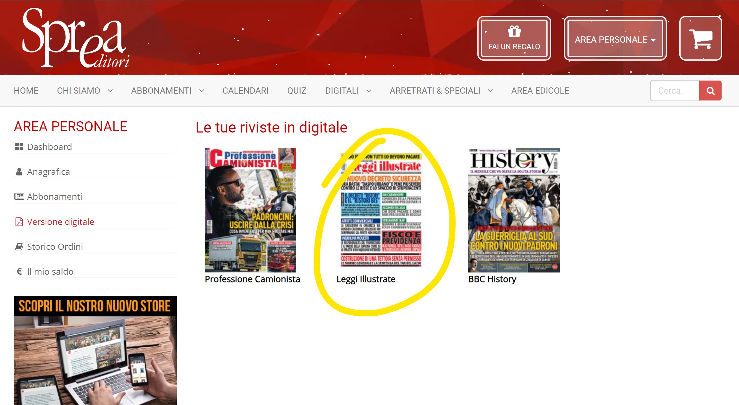 Selezionare la rivista