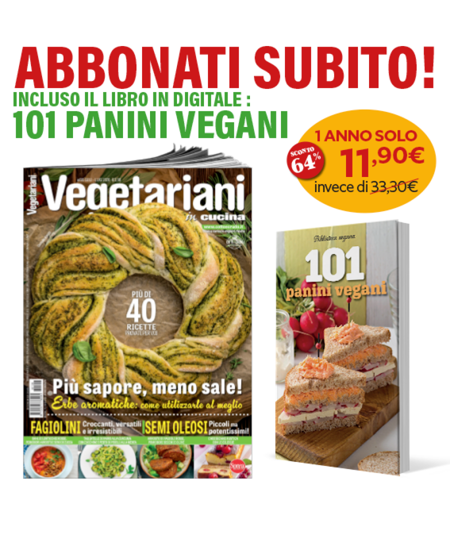 Copertina rivista Abbonamento digitale Vegetariani in Cucina + 101 Panini Vegani