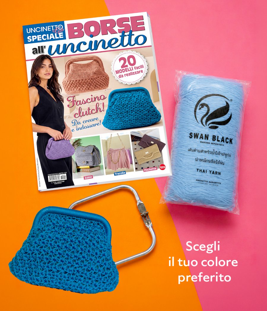 Copertina L'Uncinetto di Gio Plus n.13 + Filato Swan 300g + Clutch