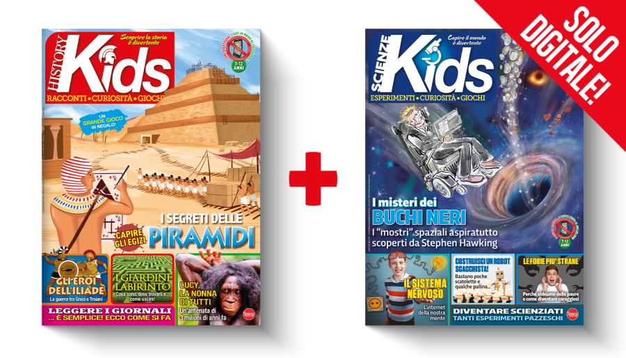 Copertina rivista Scienze Kids Digitale e History Kids Digitale