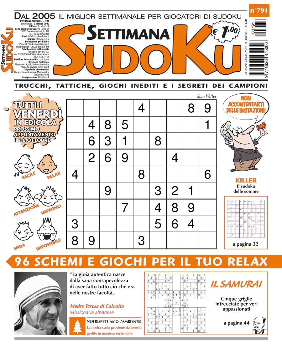 Copertina Settimana Sudoku n.791