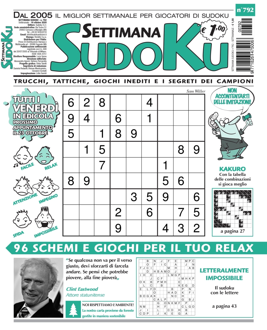 Copertina Settimana Sudoku n.792