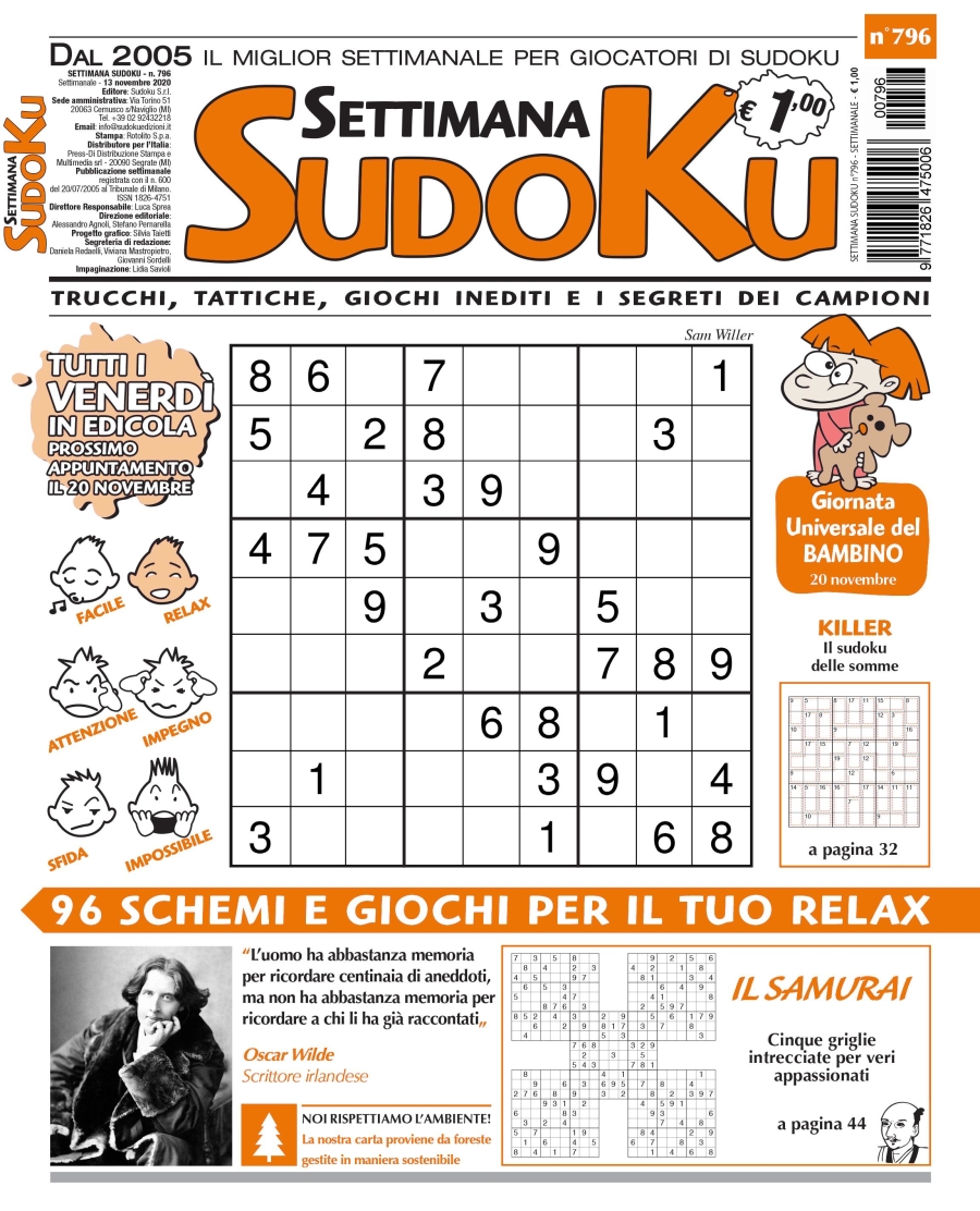 Copertina Settimana Sudoku n.796