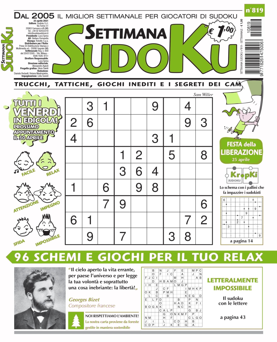 Copertina Settimana Sudoku n.819