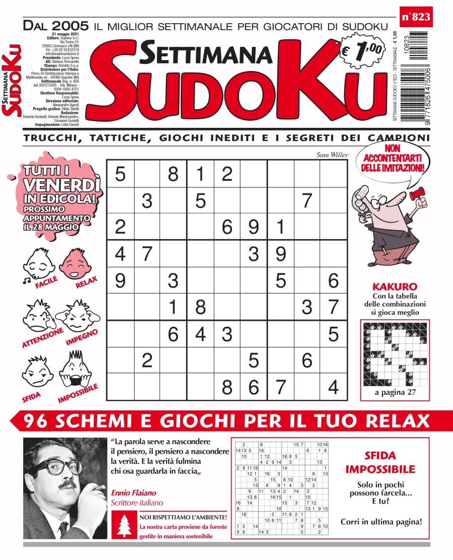 Copertina Settimana Sudoku n.823