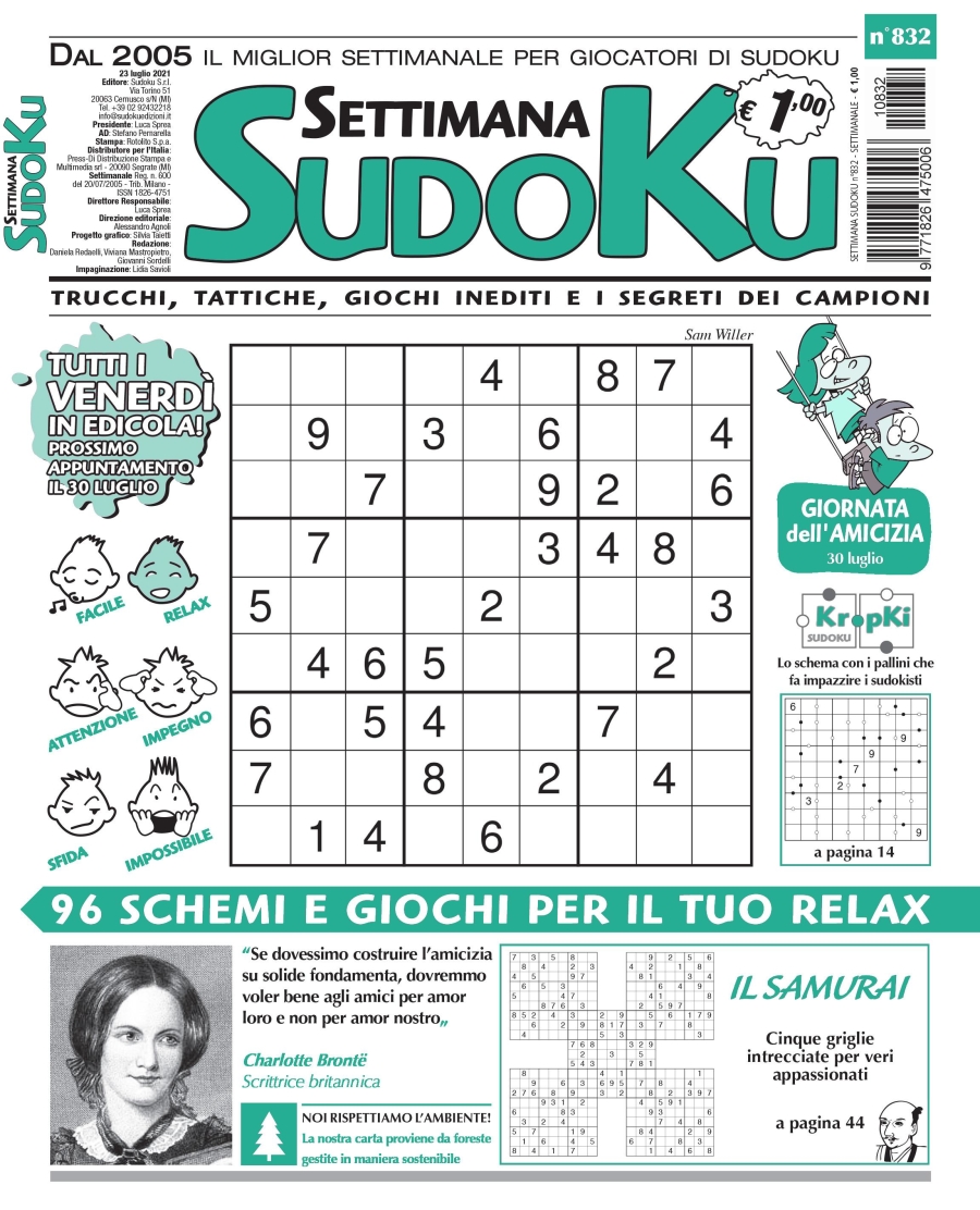 Copertina Settimana Sudoku n.832