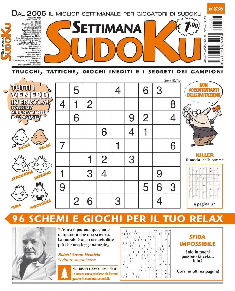 Copertina Settimana Sudoku n.836