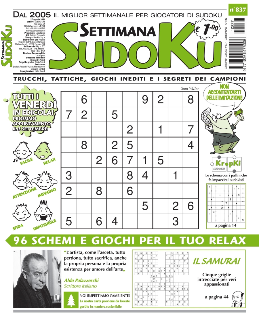 Copertina Settimana Sudoku n.837