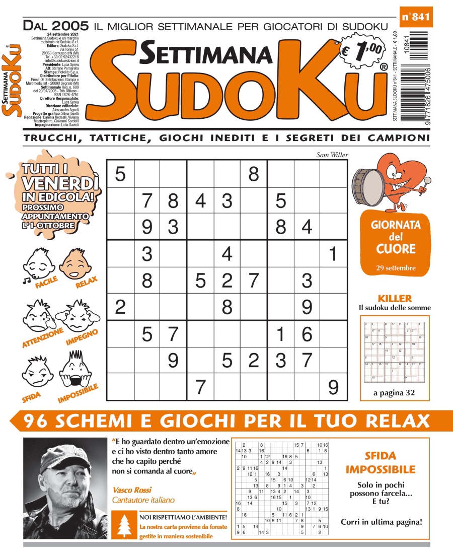 Copertina Settimana Sudoku n.841
