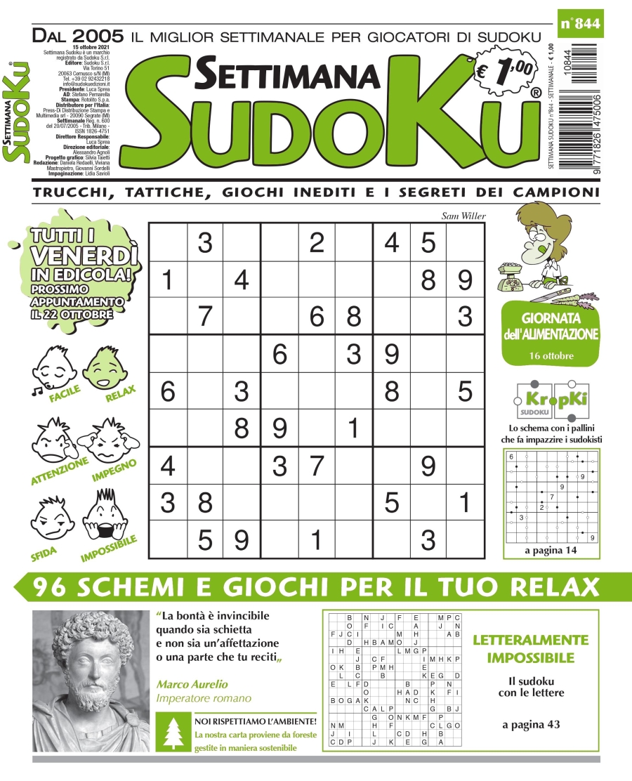 Copertina Settimana Sudoku n.844