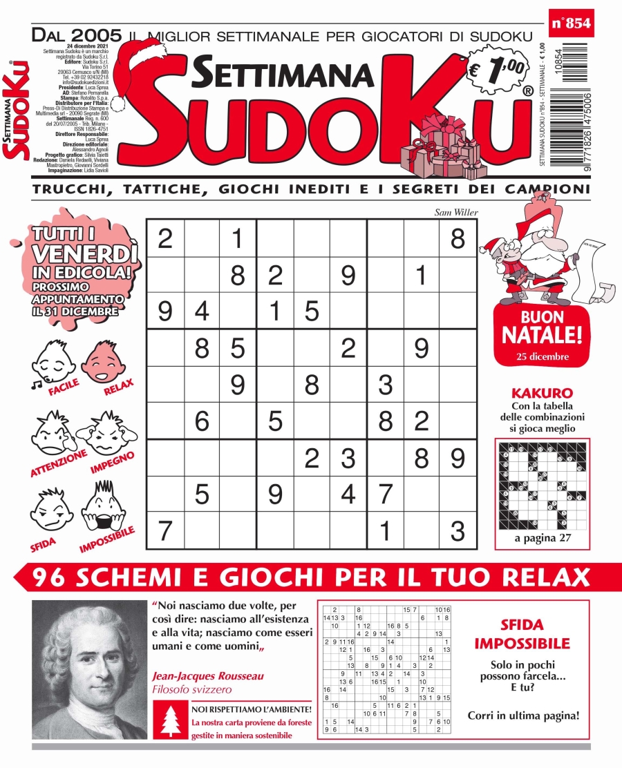 Copertina Settimana Sudoku n.854
