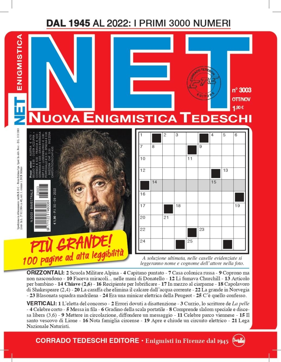 Copertina Nuova Enigmistica Tedeschi n.3003