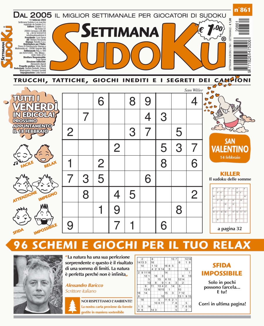 Copertina Settimana Sudoku n.861