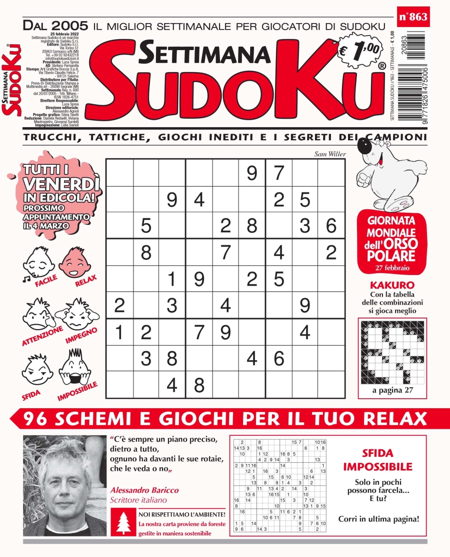 Copertina Settimana Sudoku n.863