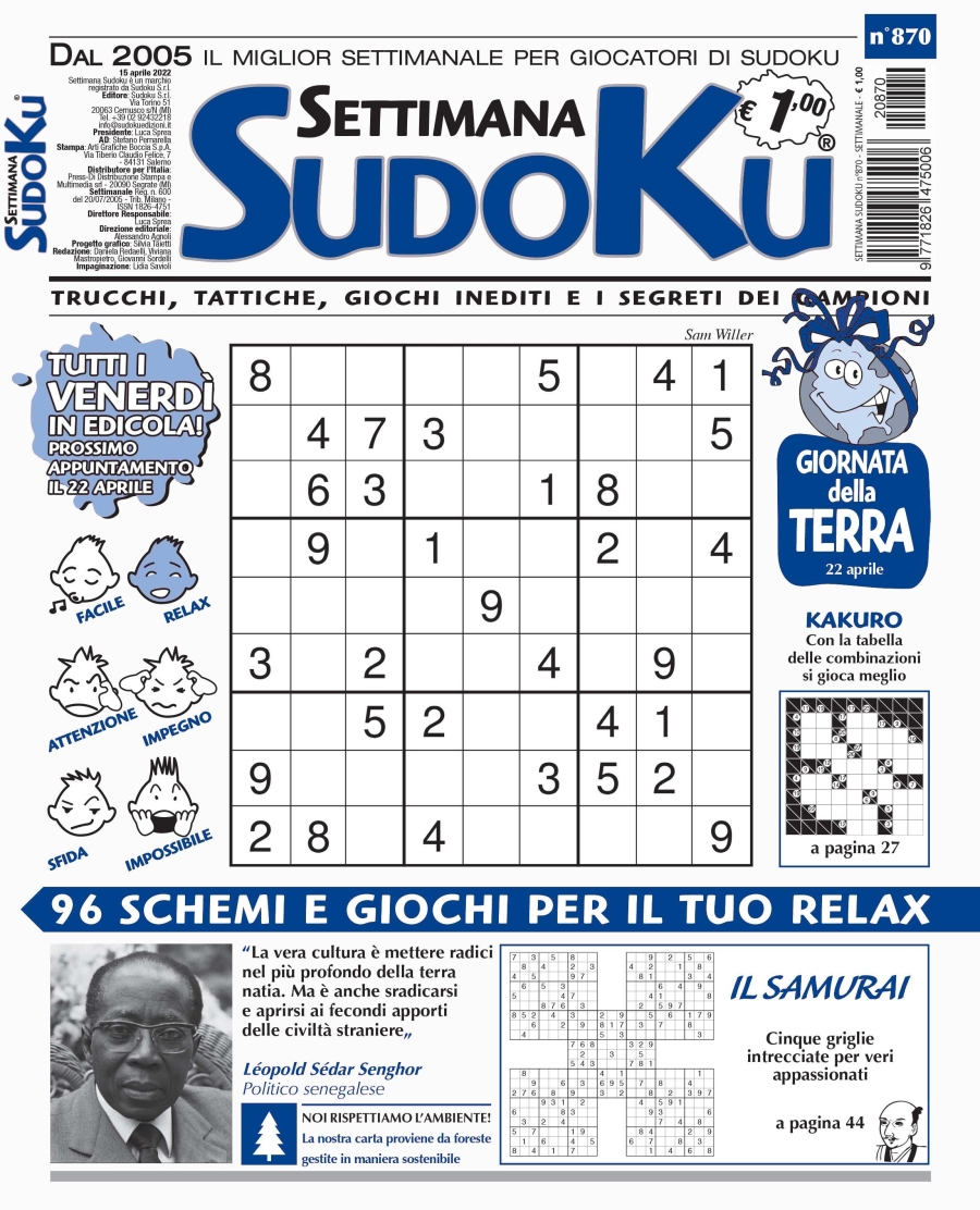 Copertina Settimana Sudoku n.870