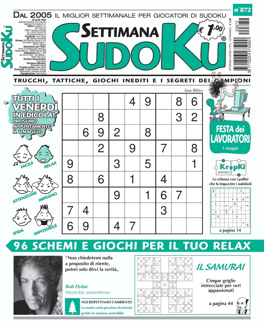 Copertina Settimana Sudoku n.872