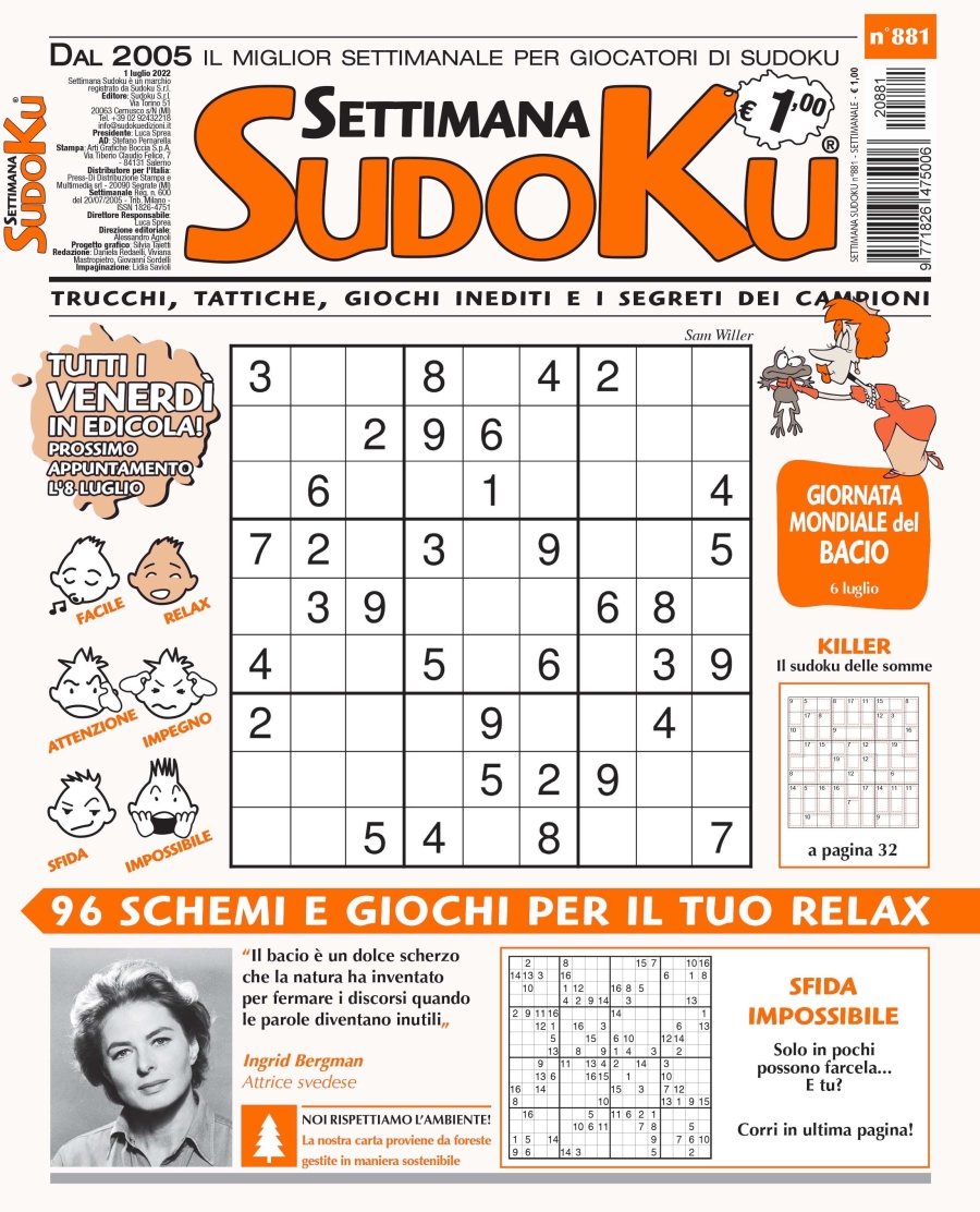 Copertina Settimana Sudoku n.881
