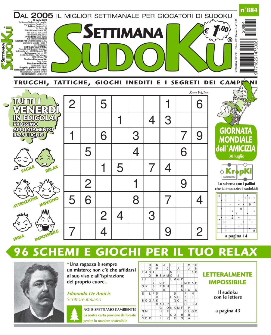 Copertina Settimana Sudoku n.884