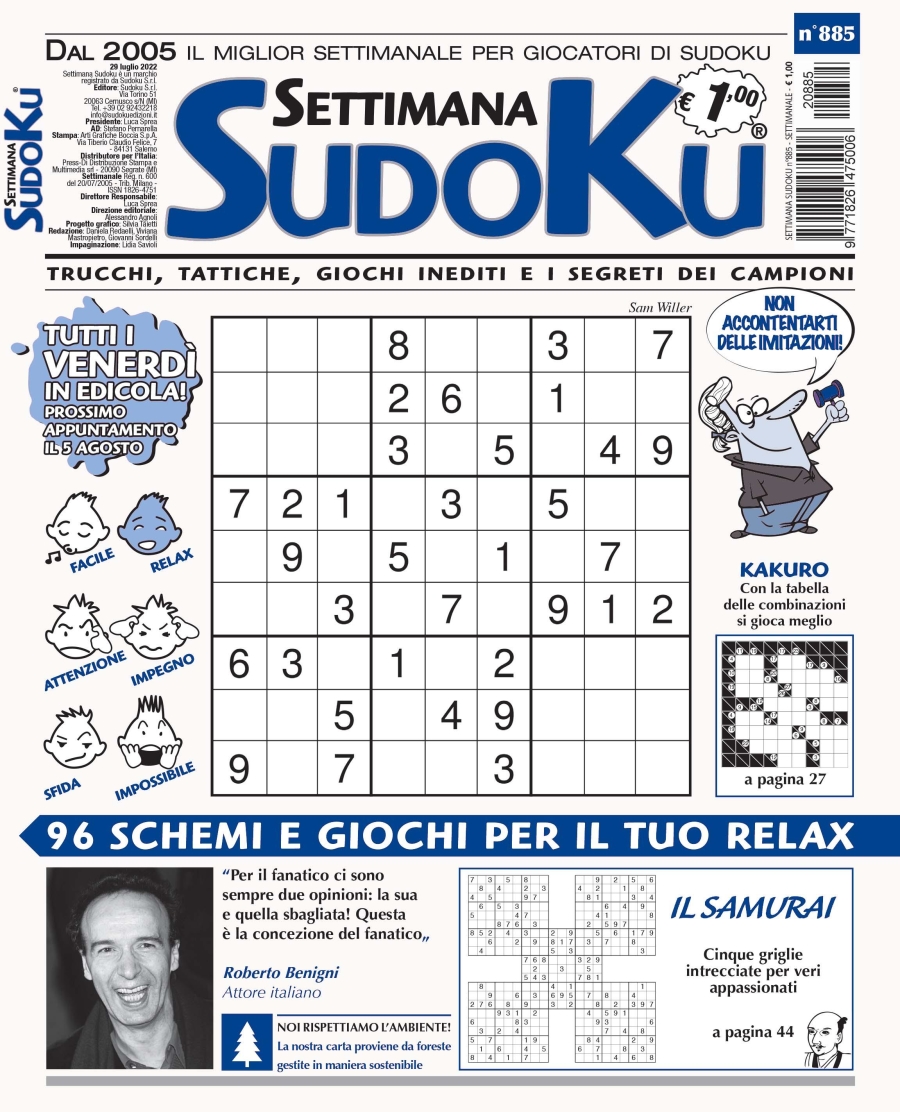 Copertina Settimana Sudoku n.885