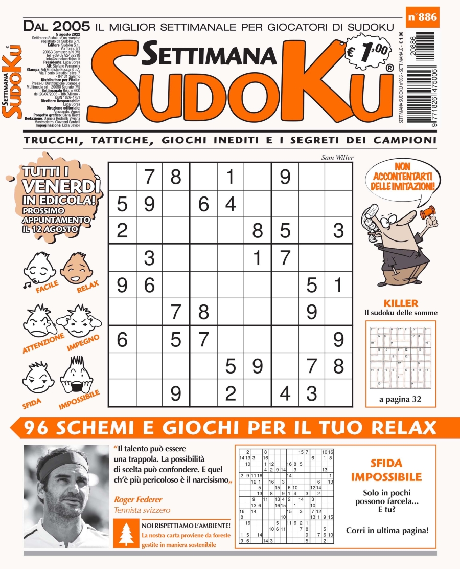 Copertina Settimana Sudoku n.886