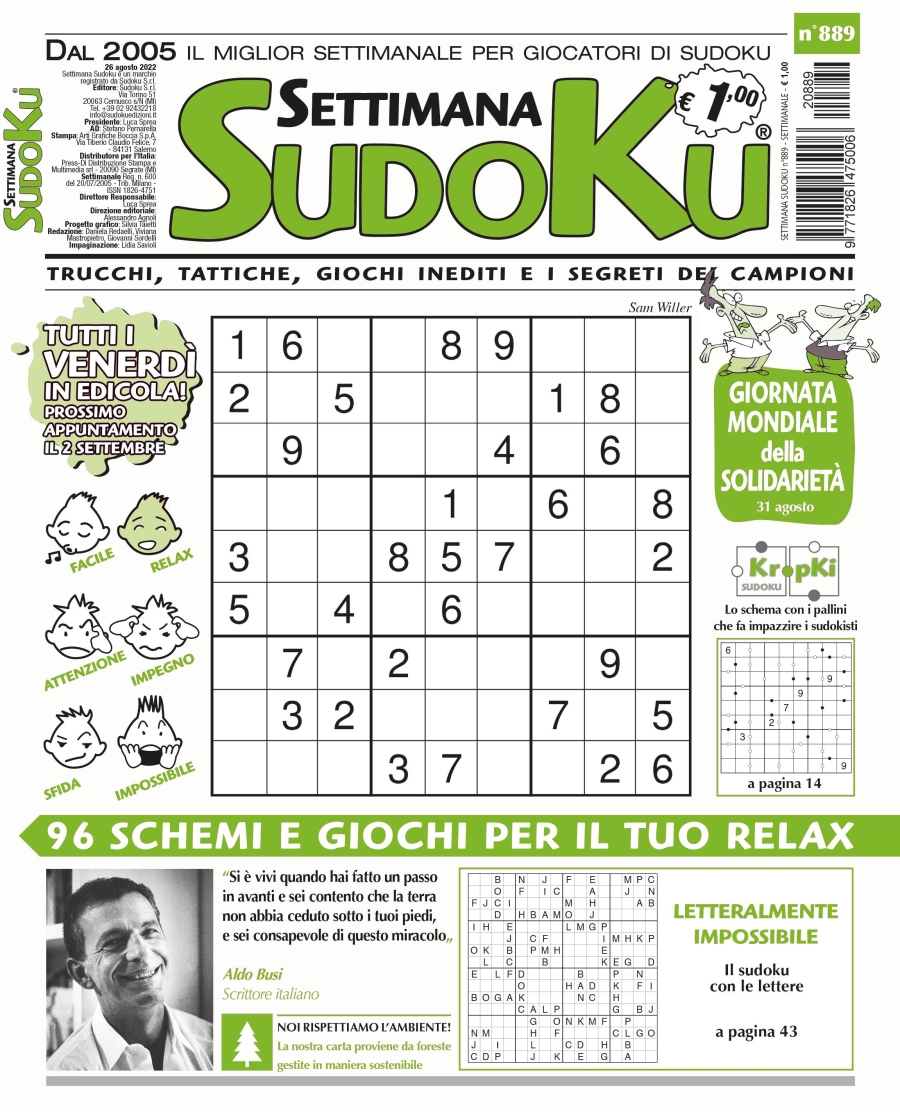Copertina Settimana Sudoku n.889