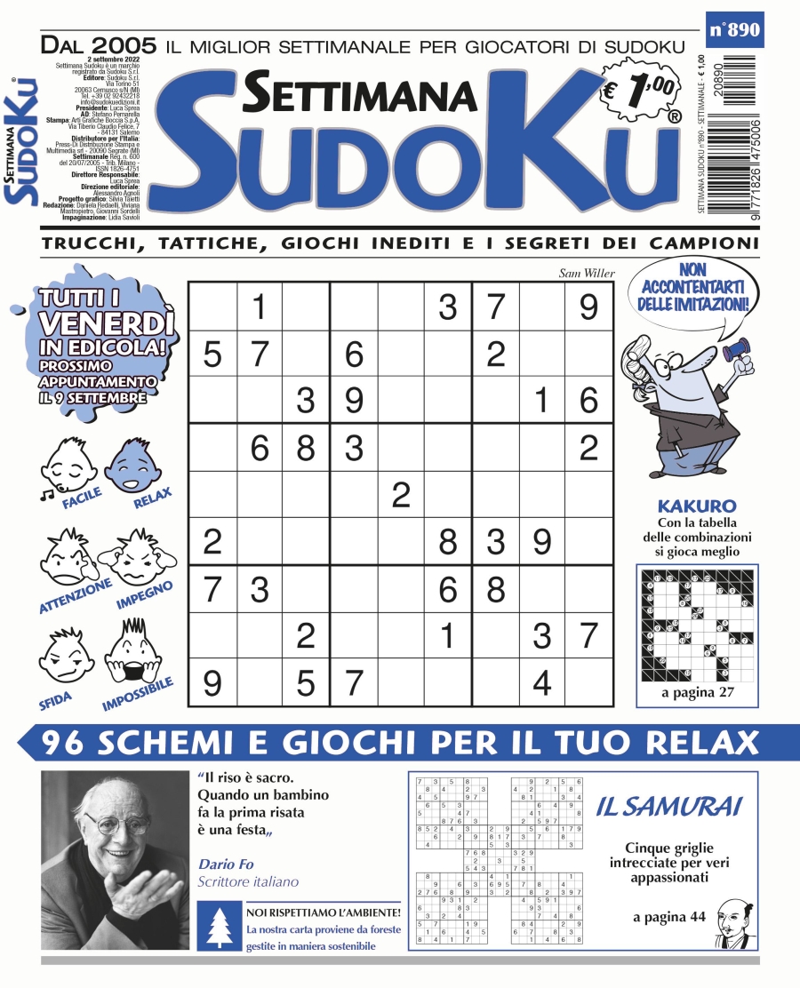 Copertina Settimana Sudoku n.890