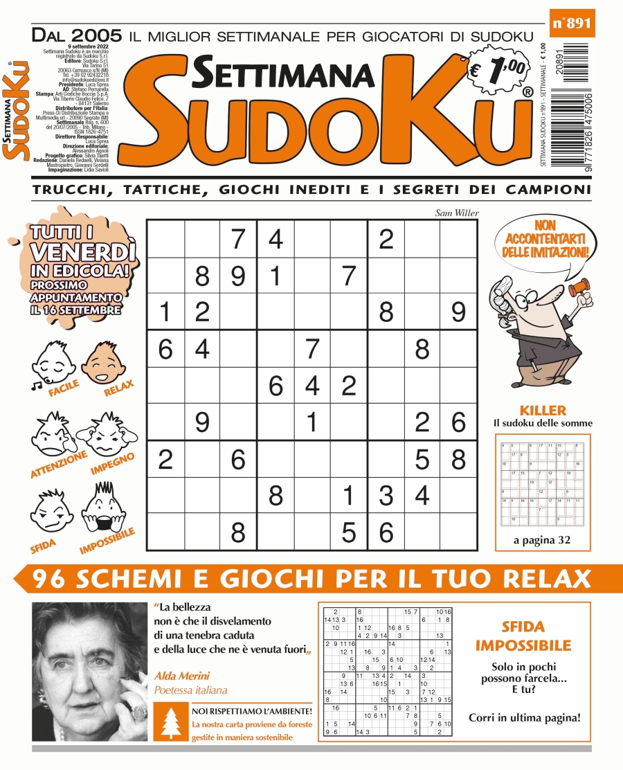 Copertina Settimana Sudoku n.891