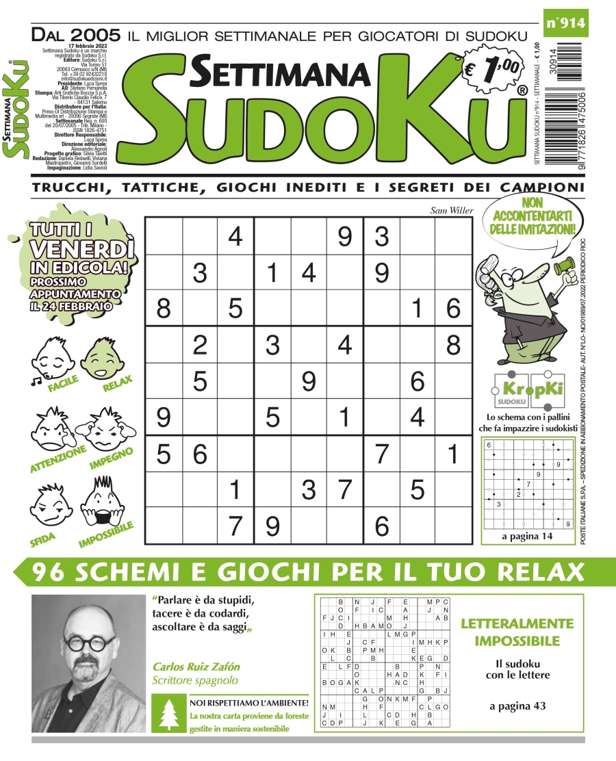 Copertina Settimana Sudoku n.914