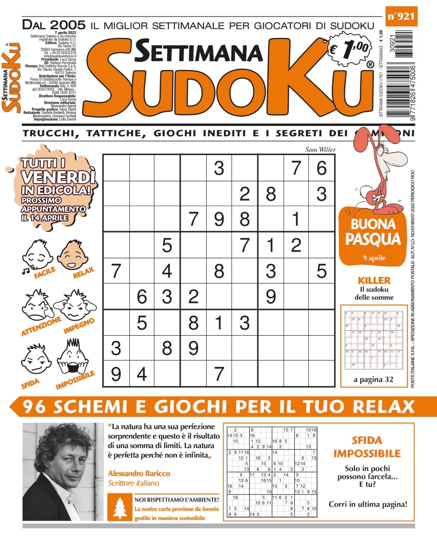 Copertina Settimana Sudoku n.921
