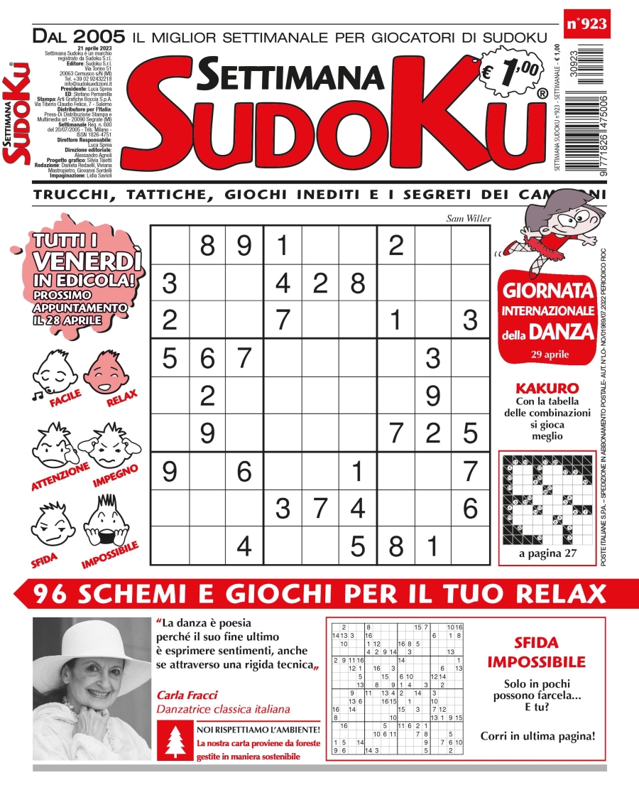 Copertina Settimana Sudoku n.923