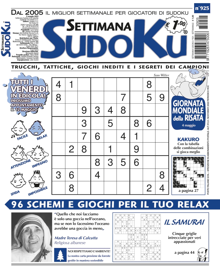 Copertina Settimana Sudoku n.925