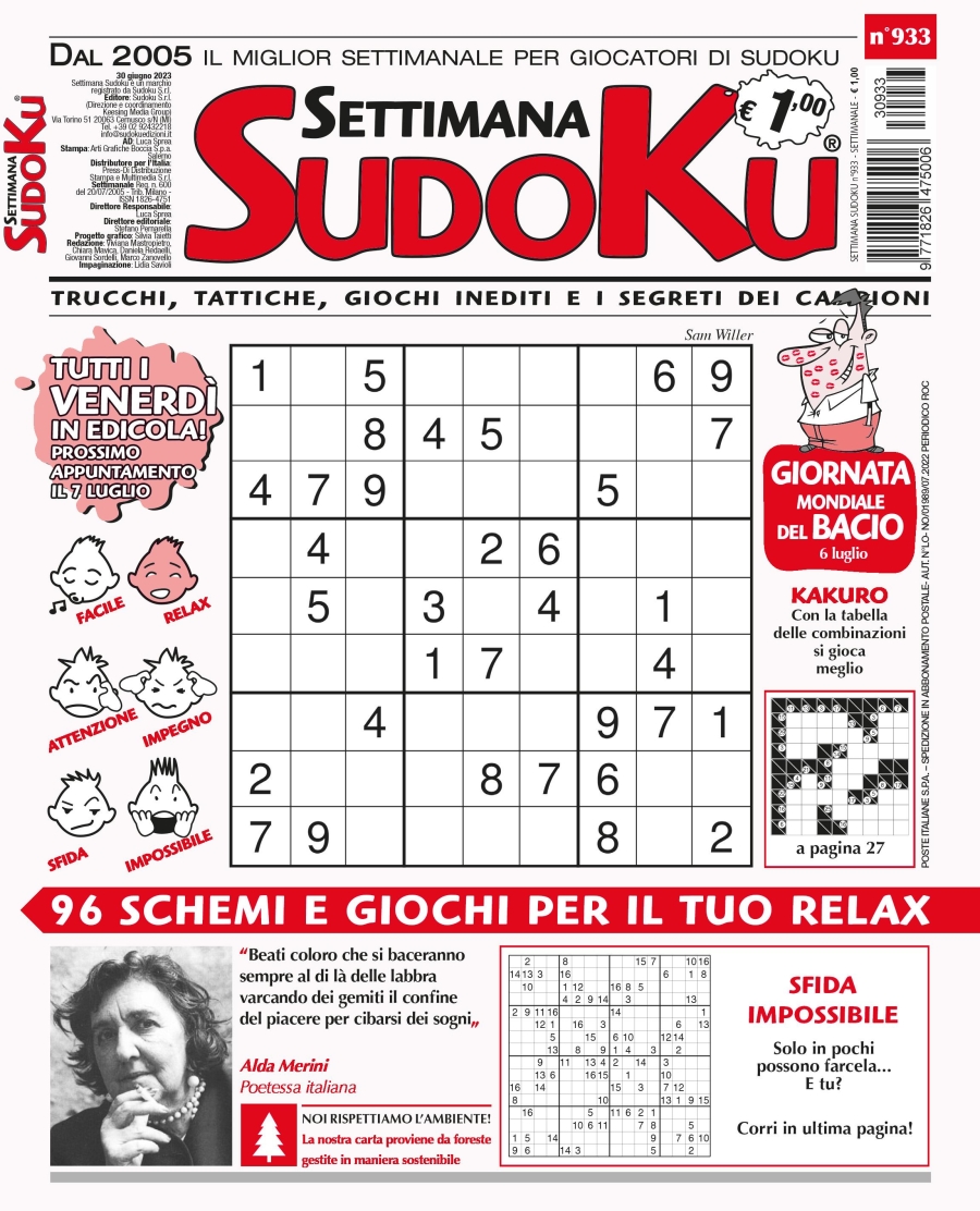 Copertina Settimana Sudoku n.933