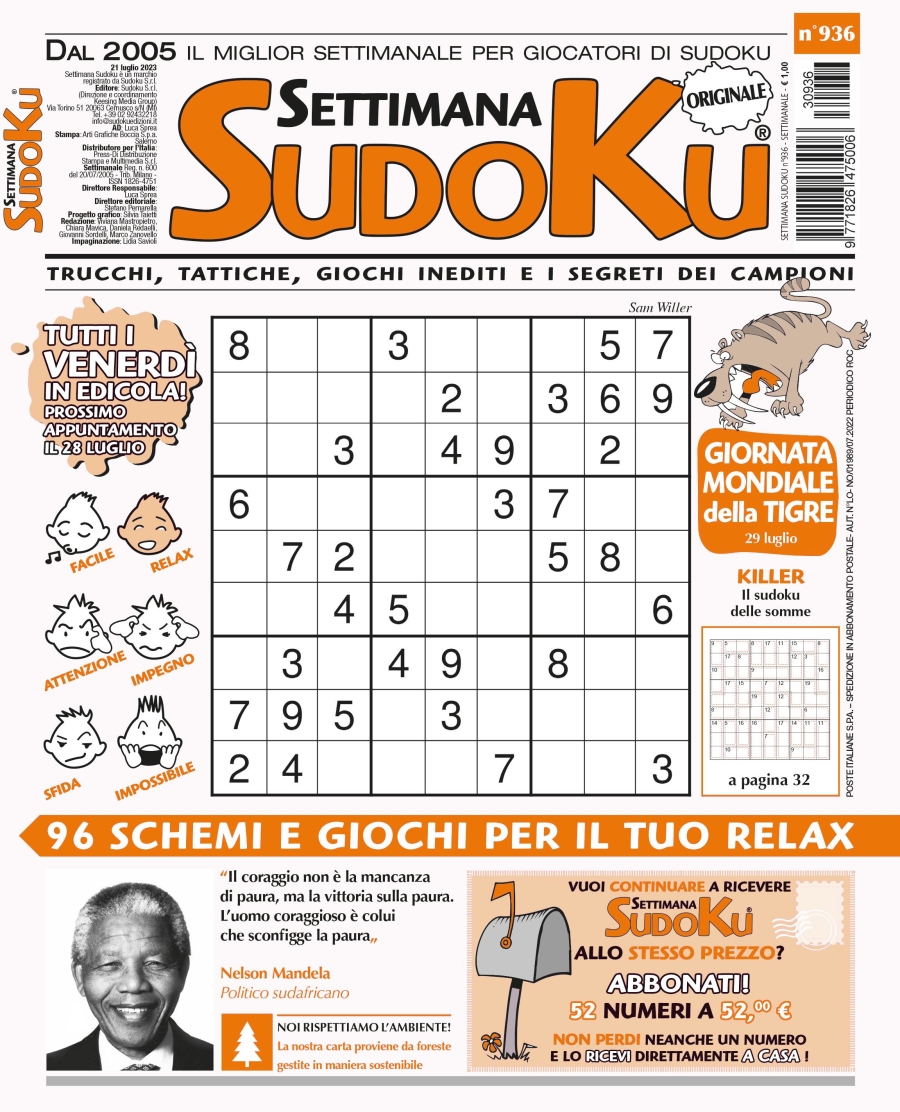 Copertina Settimana Sudoku n.936
