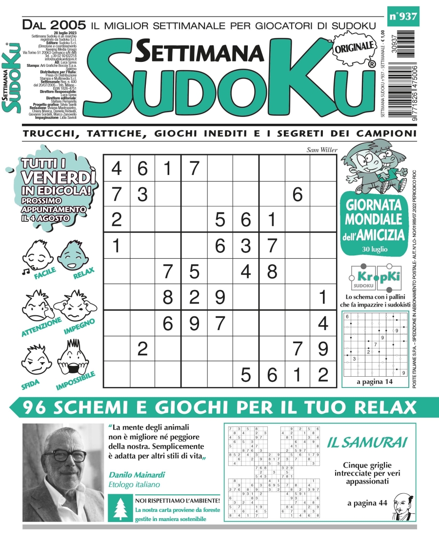 Copertina Settimana Sudoku n.937