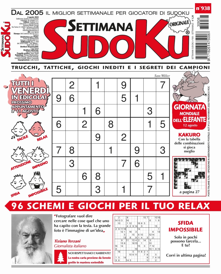 Copertina Settimana Sudoku n.938