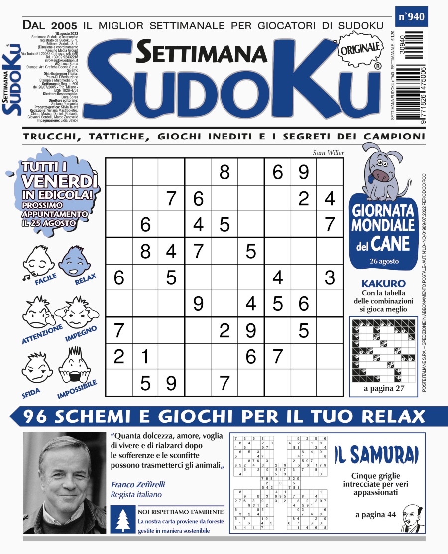 Copertina Settimana Sudoku n.940