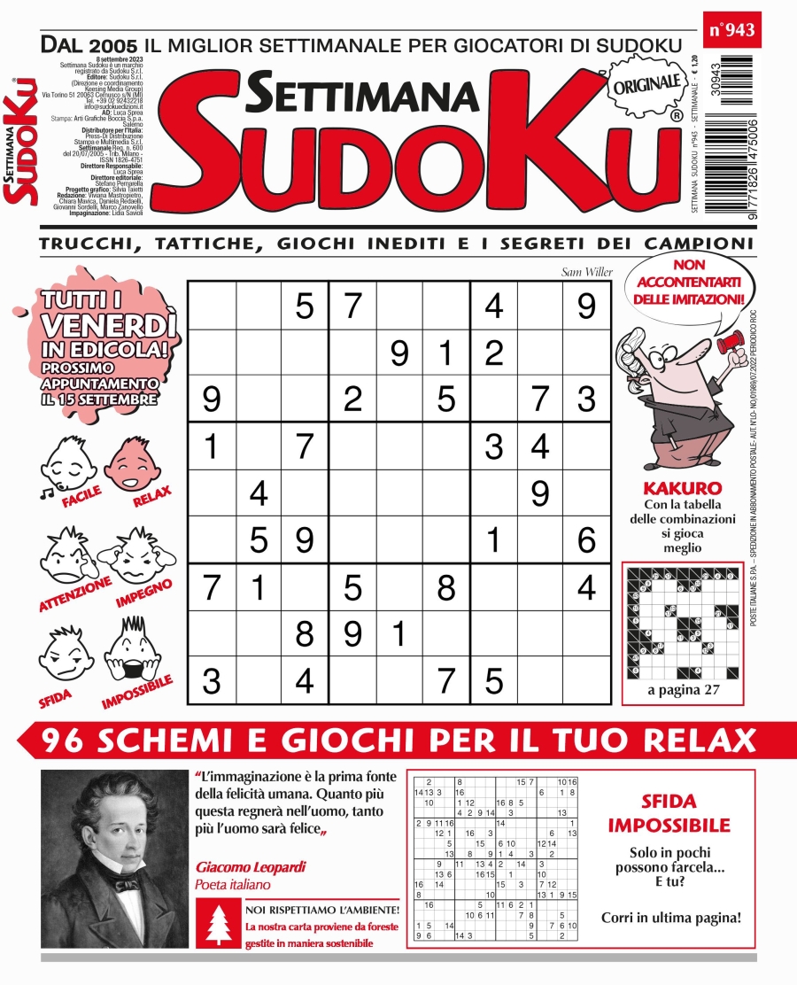 Copertina Settimana Sudoku n.943