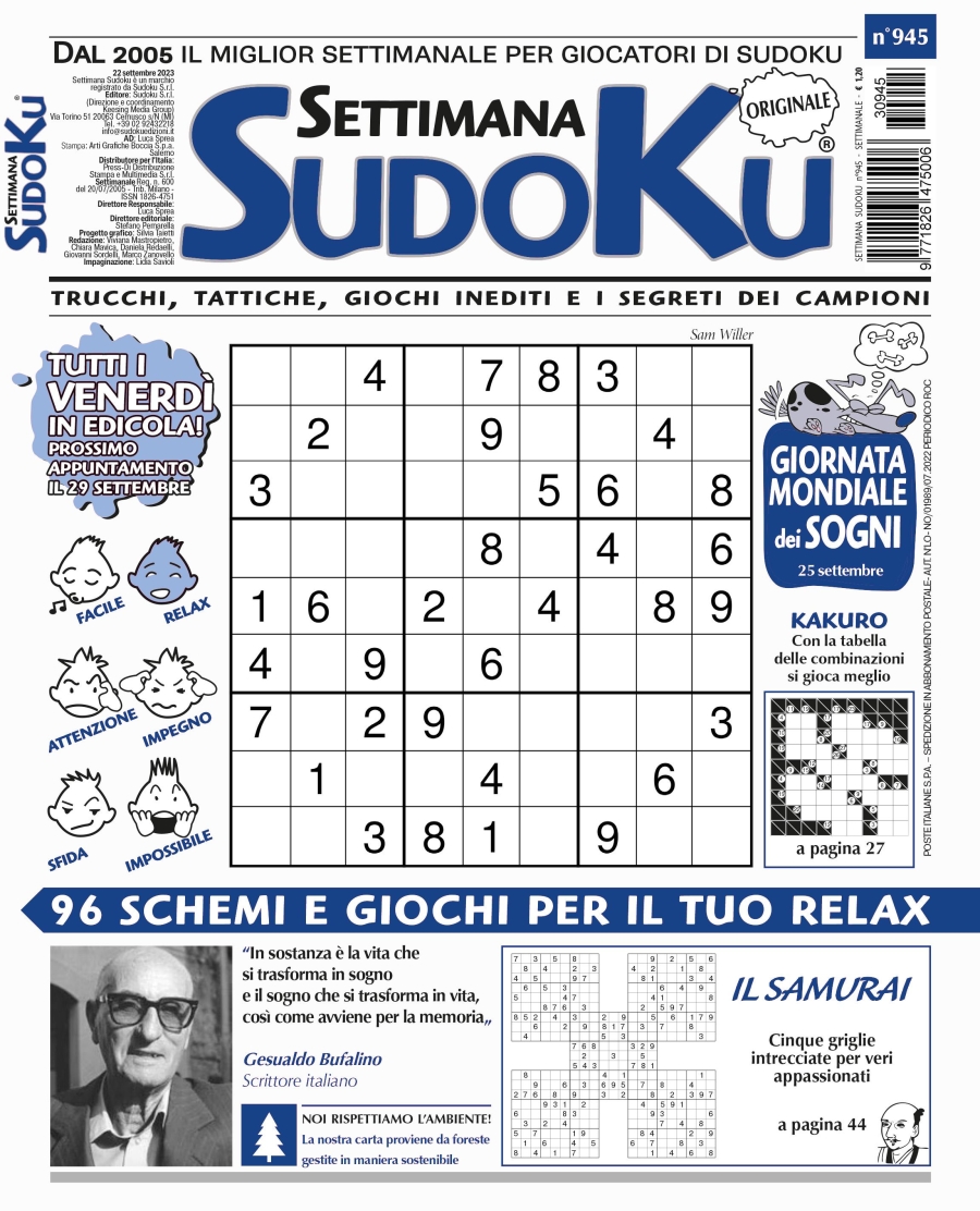 Copertina Settimana Sudoku n.945