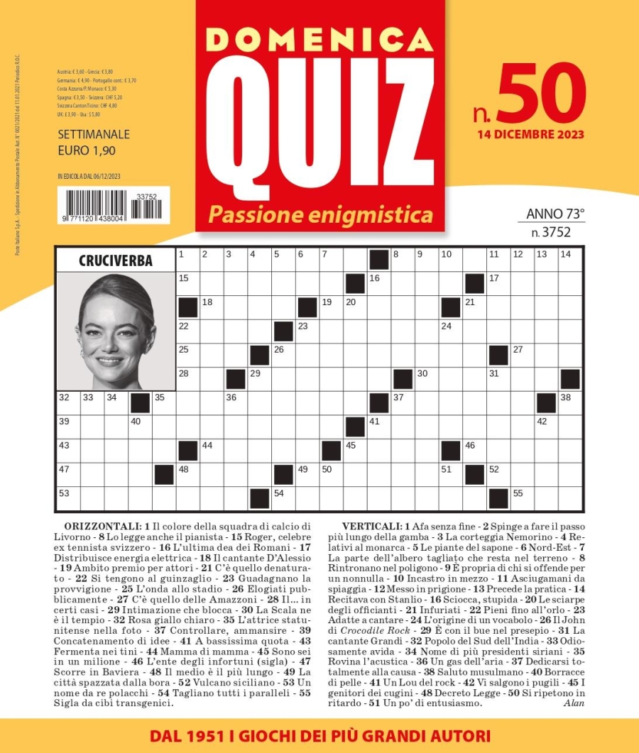 Copertina Domenica Quiz n.3752