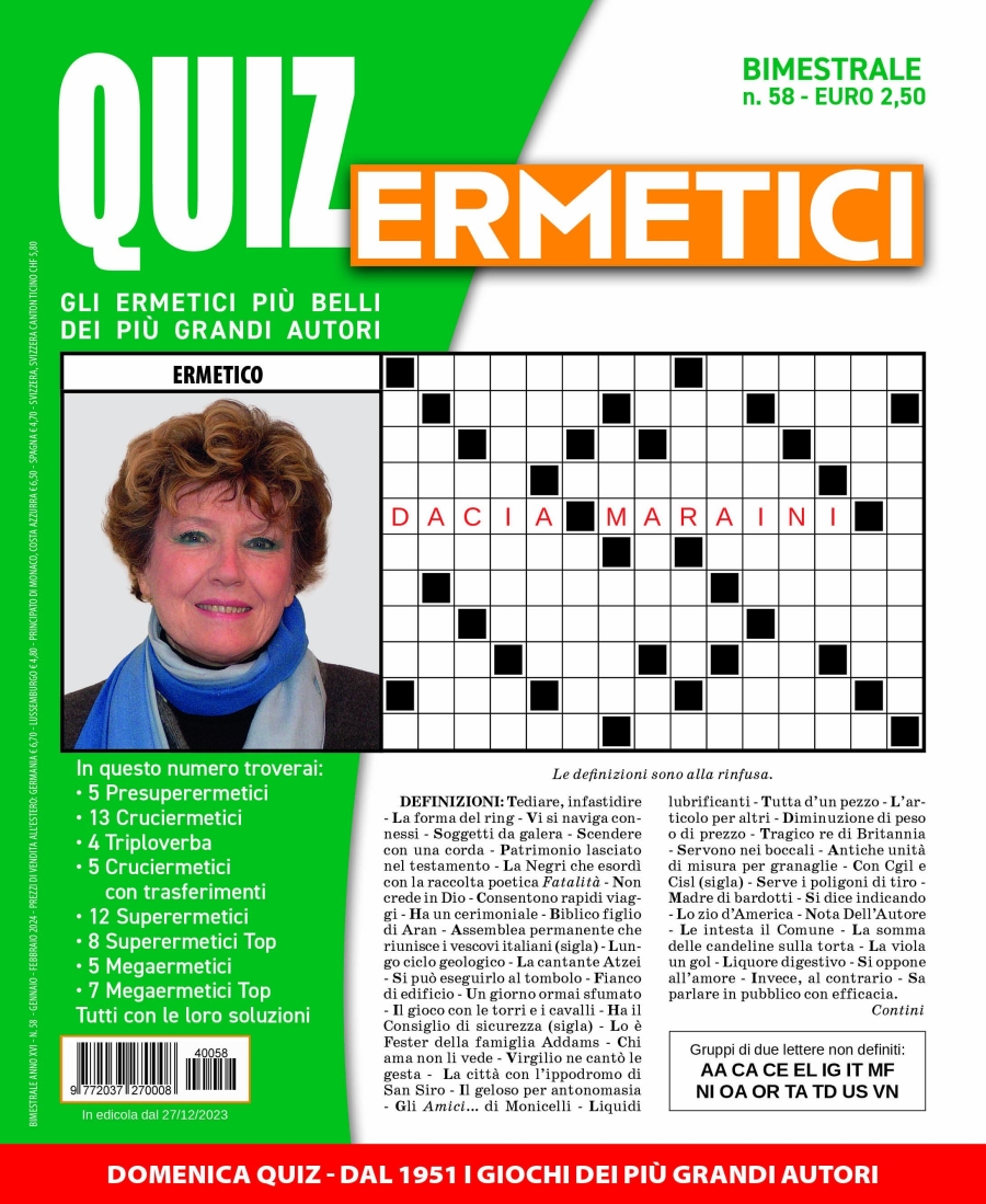 Copertina Quiz Ermetici n.58