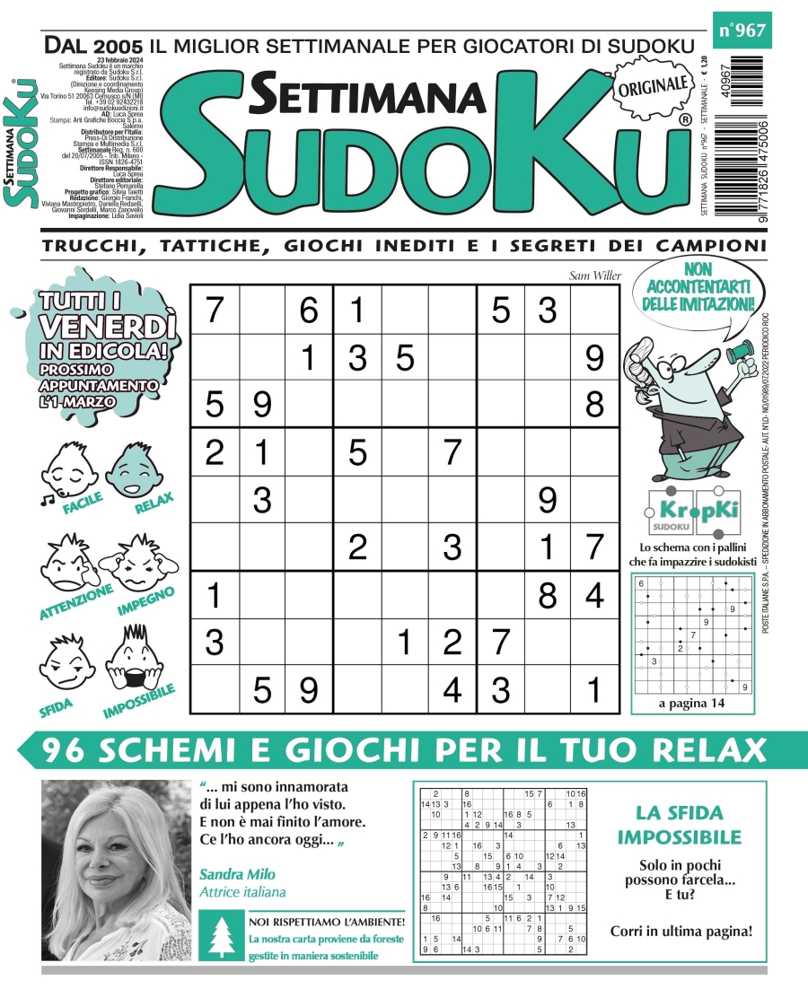 Copertina Settimana Sudoku n.967