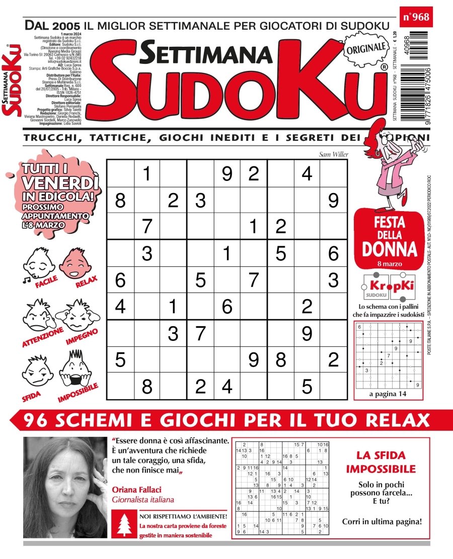 Copertina Settimana Sudoku n.968