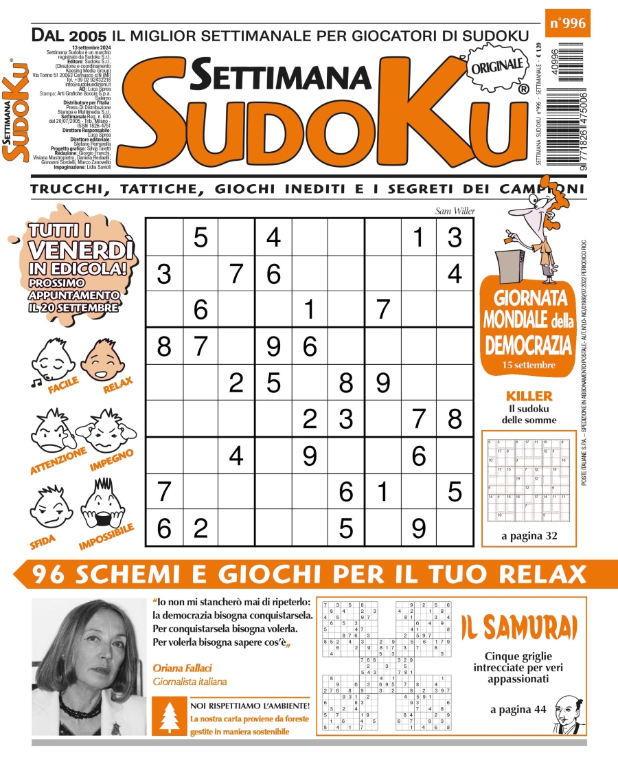 Copertina Settimana Sudoku n.996