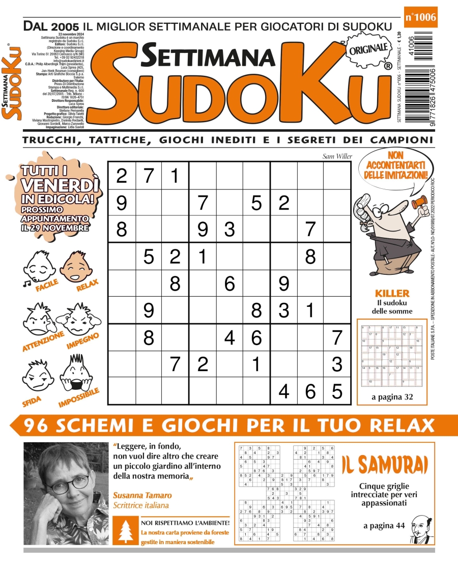 Copertina Settimana Sudoku n.1006