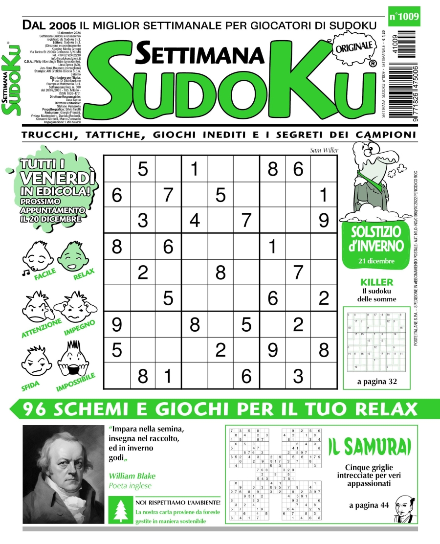 Copertina Settimana Sudoku n.1009