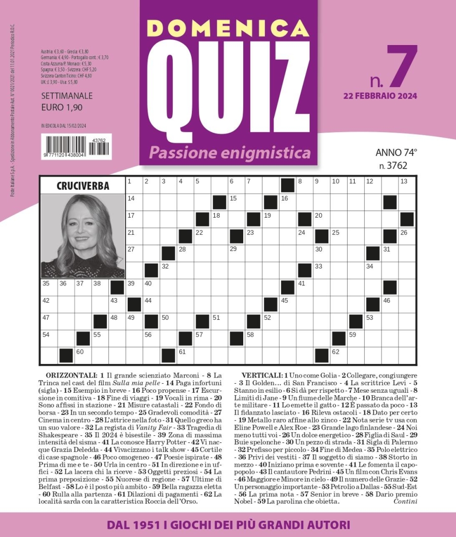 Copertina Domenica Quiz n.3762