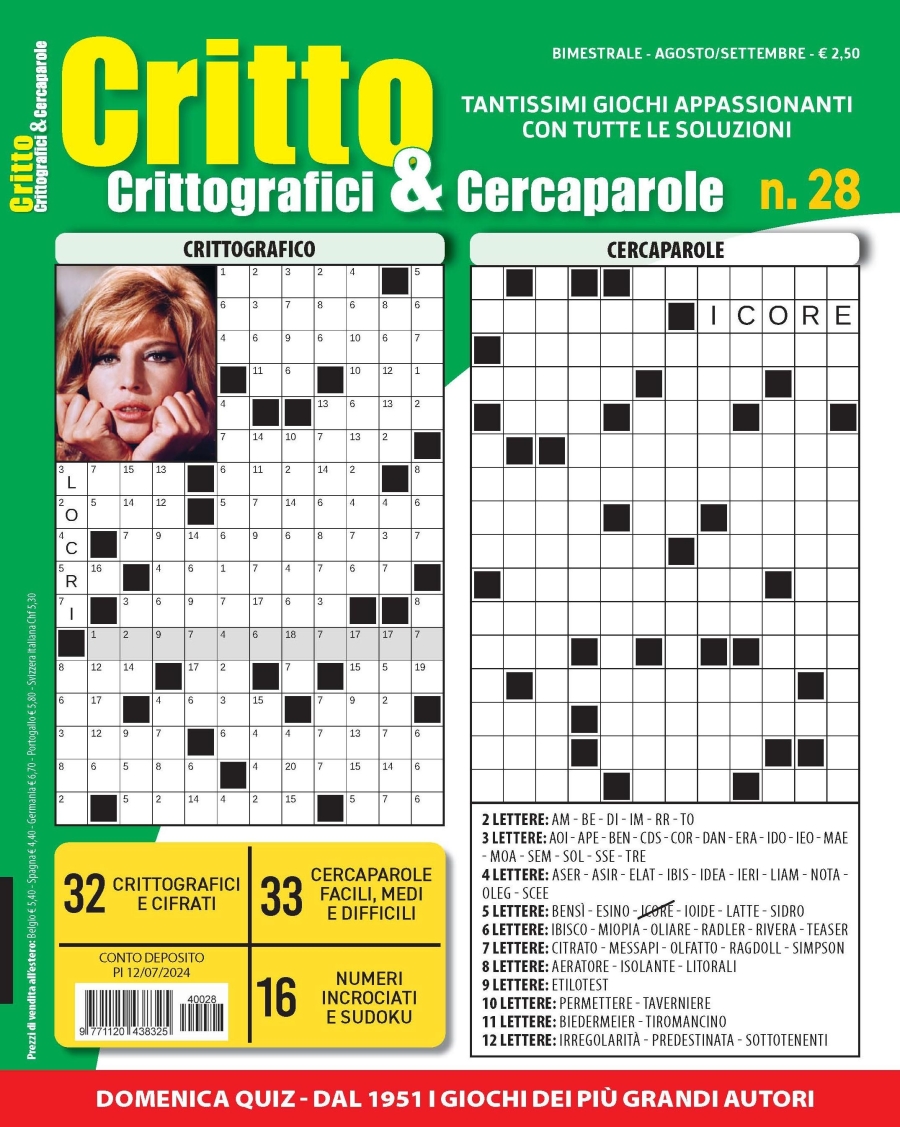 Copertina Crittografici e Cercaparole n.28