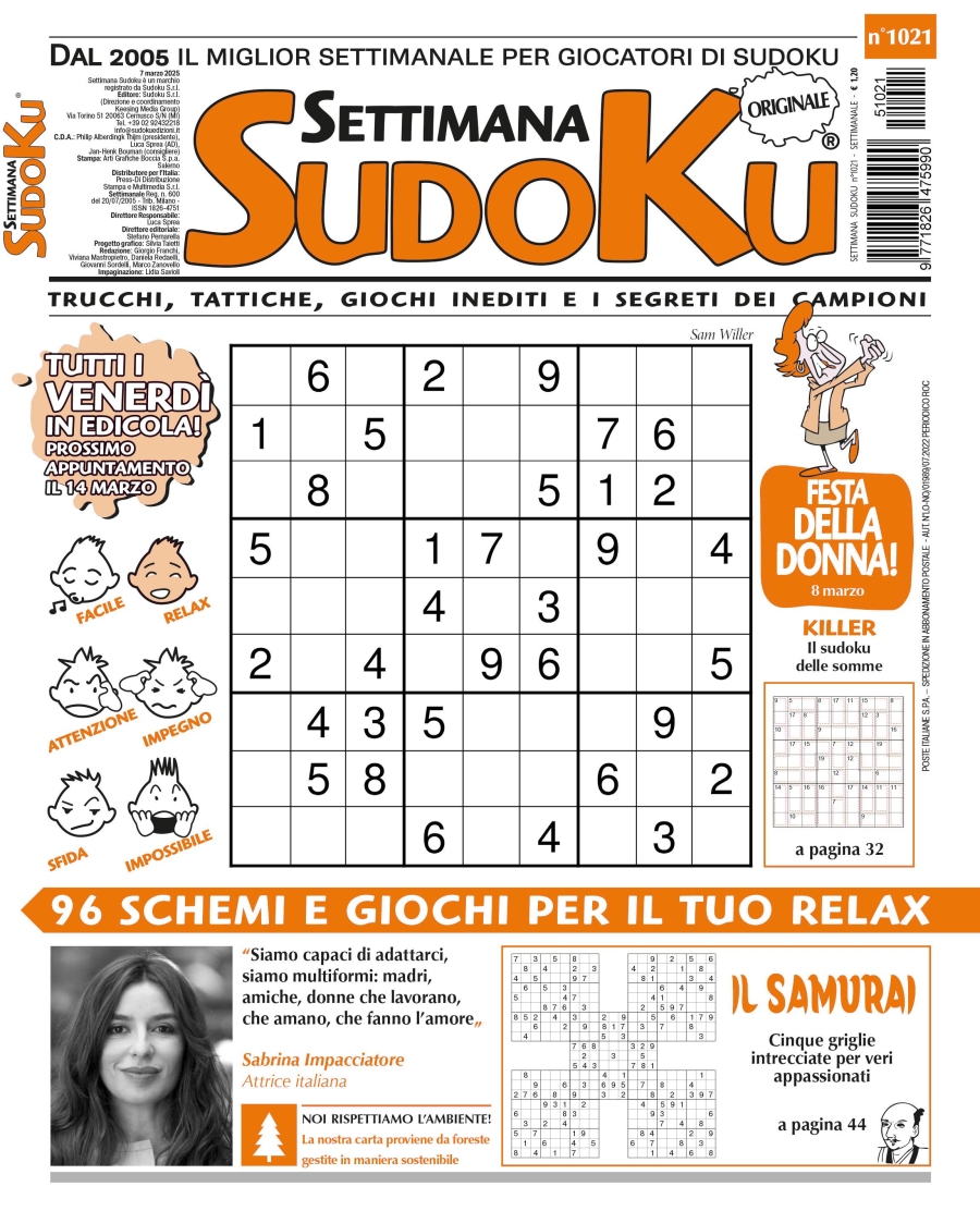 Copertina Settimana Sudoku n.1021