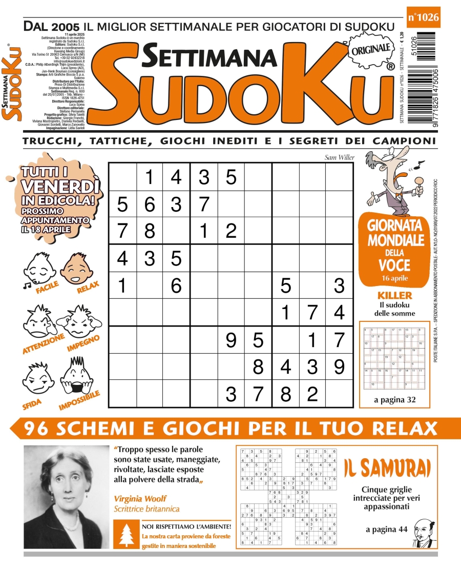 Copertina Settimana Sudoku n.1026